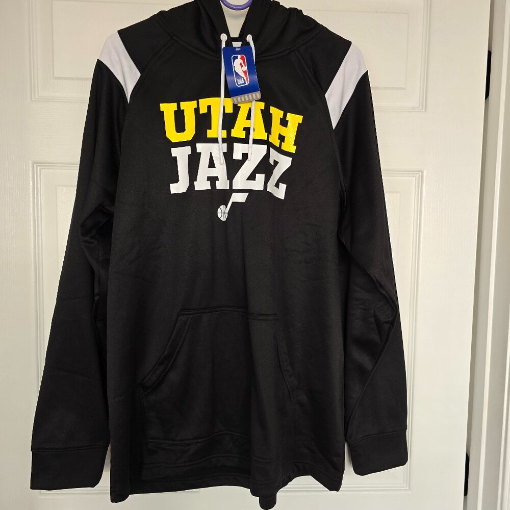 Utah Jazz Men's NBA Brand Pullover Polyester Hoodie Black Size XL NWT